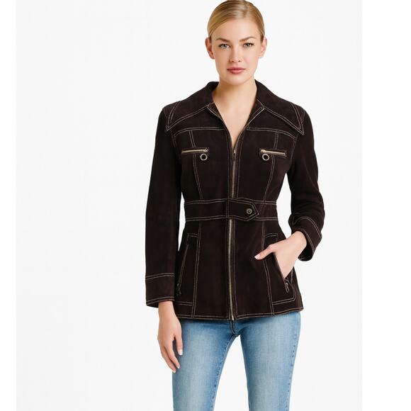 Vintage 1960s Vany by Arcelus New York Suede Jacket 9/10 Black - Picture 1 of 16